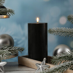 LED Kerze Mia Deluxe Homeart Echtwachs 3D Flamme flackernd H: 20cm schwarz