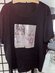 T-Shirt in Übergröße mit Figur Muster 2XL Shein Schwarz