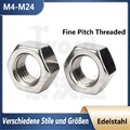 Sechskantmuttern Feingewinde Muttern Mutter M4 M5 M6 M8 M10-M24 Edelstahl V2A VA