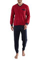 GÖTZBURG Pyjama Schlafanzug Herren Nachtwäsche 2-teilig lang rot Baumwolle