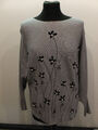 Damen Pullover Strick Grau mit Blumenmuster GR.  40