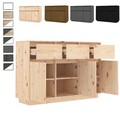 Kommode Sideboard Massiv Holz Mehrzweckschrank 3 Schubladen & 6 Fächer Highboard