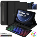 Für Samsung Galaxy Tab S10 S9 FE S9 S8 S7 Beleuchtete QWERTZ Tastatur Maus Hülle