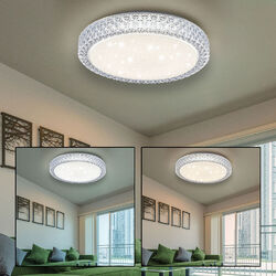 Deckenleuchte Tageslichtlampe Wohnzimmerlampe LED CCT Kristalle Sterneneffekt