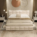 Polsterbett Doppelbett 180x200cm Bettgestell Stauraumbett mit 4 Schubladen Beige