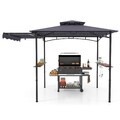 Grillpavillon BBQ Pavillon Grillzelt Grillüberdachung mit Seitenmarkise