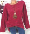 ITALY Sweatshirt Shirt Pullover Pulli Tunika Bluse Cord Look Kurz Rot 46 48 50