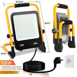 50-200W LED Baustrahler Außen Strahler LED Fluter Fluter Stativ Scheinwerfer