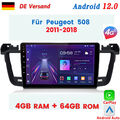 4G WIFI Carplay 4+64GB Für Peugeot 508 2011-2018 Android Autoradio GPS Navi DAB+