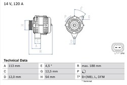 Bosch Lichtmaschine Generator für Opel Astra H Kombi 2004-2010 0986080370