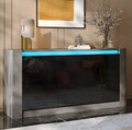 Schwarz Hochglanz Sideboard mit LED-Beleuchtung Kommode Anrichte Beistellschrank