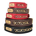 Personalisiert Hundehalsband mit Namen Gravur Lederhalsband Halsumfang 28-63cm