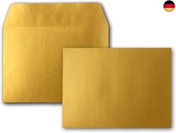 50x Gold-Metallic Brief-Umschläge DIN C6 Format 11,4 x 16,2 cm - Haftklebung - 