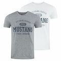 Mustang Herren T-Shirt Basic Print Rundhals Kurzarm Tee Shirt Farbe: Grau / NEU