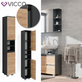 Badmöbelset J-shape Anthrazit Eiche modern Badezimmer Schrank Badschrank Vicco