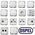 OSPEL Sonata Schuko Steckdose Schalter Taster Dimmer SAT TV Rahmen Weiß ospel 