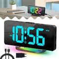 Wecker Digital Funk mit USB LED RGB Alarm Uhr Wecker Dimmbar Tischuhr Wanduhr