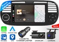 DVR+CAM+7" IPS Android 13 Autoradio Navi CarPlay RDS WiFi für Fiat 500 2007-2015
