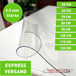 Tischdecke Tischfolie Tischschutz Schutzfolie Tisch Folie transparent 2,2-2.5mm geeignet für den Kontakt Lebensmittel  MADE IN GERMANY 