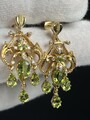 18K 750er Ohrringe Ohrstecker mit Peridot und 9 Diamanten hochwertig Vintage