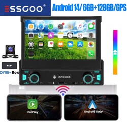 7" Apple CarPlay Android 14 Autoradio 6+128G DAB+KAM GPS SAT NAVI WIFI RDS BT FM