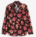 Bluse mit tollem Druck Gr. 42 Schwarz Damenbluse Hemd Shirt Tunika Oberteil Neu