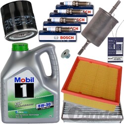 FILTER-SET INSPEKTIONSPAKET+ZÜNDKERZEN+MOBIL-1 5W30 ÖL passend für OPEL MERIVA A