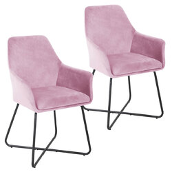 B-Ware SVITA JOSIE Dining 2er Set Esszimmerstuhl Sessel Polsterstuhl Samt Pink