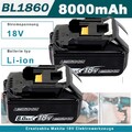2 Original - 18V/8,0Ah für Makita Akku BL1860B- 2er Set - 197422-4 BL1850 BL1830