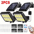 2Stk Solarleuchte mit Bewegungsmelder 160 COB LED Außen Solarlampe Fluter Garten