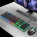 Gaming-Tastatur mit Regenbogen-RGB-LEDs und kabelgebundener USB-Maus für PC