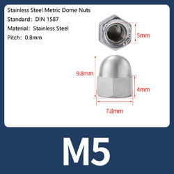 Hutmutter Edelstahl DIN 1587 Hohe Form A2 V2A Rostfrei Muttern M3-M20 Hutmuttern