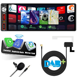 6.9" 1Din Android Radio RDS mit Wireless Carplay Android Auto AUX eingebaut DAB+