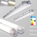 SET LED Feuchtraumleuchte Wannenleuchte IP65 inkl. T8 LED 60/120/150cm Bürolampe