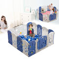 12+2 Paneele Kinder Laufgitter Laufstall Absperrgitter Faltbar Kunststoff HDPE