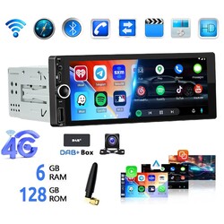 Android14 6,86 Zoll 6+128G 1 Din Autoradio Carplay Bluetooth FM GPS NAVI DAB Kam