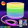 5/10/20M Neon LED Strip Streifen RGB Flex Schlauch diffus Lichtband Dimmbar.