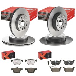 brembo BREMSSCHEIBEN + XTRA BELÄGE VORNE + HINTEN passend für VW GOLF 7 VIIVA 276x24mm // HA 272x10mm // Bitte PR-Nr. beachten