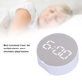 Digital Mirror Clock Alarm White Big Round Screen Easy To Read Portable LED Cloc