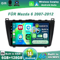Android 14 Autoradio FÜR Mazda 6 2007-2012 Car Play Navi HDMI GPS DAB+ 6GB+128GB