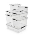 Aufbewahrungsbox Deckel Kunststoffbox Stapelbox Lagerbox Regalbox Transparent