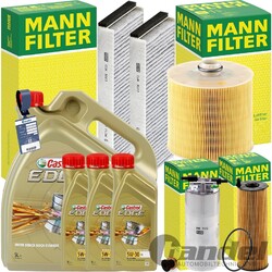 MANN INSPEKTIONSPAKET+CASTROL 5W30 MOTORÖL passend für 2.7+3.0 TDI AUDI A6 C6 4F