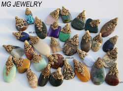 10 Stück Menge Natürlich Multi Edelstein Designer Polymer Clay Anhänger