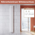 ELEGANT Heizkörper Design 1800x239mm Flachheizkörper Röhren mit Weiß Multiblock