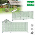 Hühnerhaus 2x1m/3x1m Freilaufgehege Freigehege Tierlaufstall Hasenkäfig mit Dach