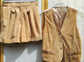 2 tlg. Hot-Pants + Veste - Leder Ensemble - Landhaus, Country, Trachten - 36