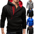 Herren Sweatshirt Sweat Pullover Kapuzenpullover Jacke mit Kapuze Zipper Tasch ▽