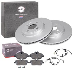 ABS BREMSSCHEIBEN 280mm + BELÄGE VORNE passend für MINI R55 R56 R57 R58 R59VA 280x22mm | komplett mit Warnkontakt | Bj 2006-2016