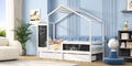 Hausbett Massivholz Kinderbett Einzelbett 90x200cm mit Lattenrost und Schubladen