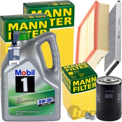 MANN INSPEKTIONSPAKET + MOBIL 5W-30 MOTORÖL passend für AUDI A4 B5 VW 1.9 TDI